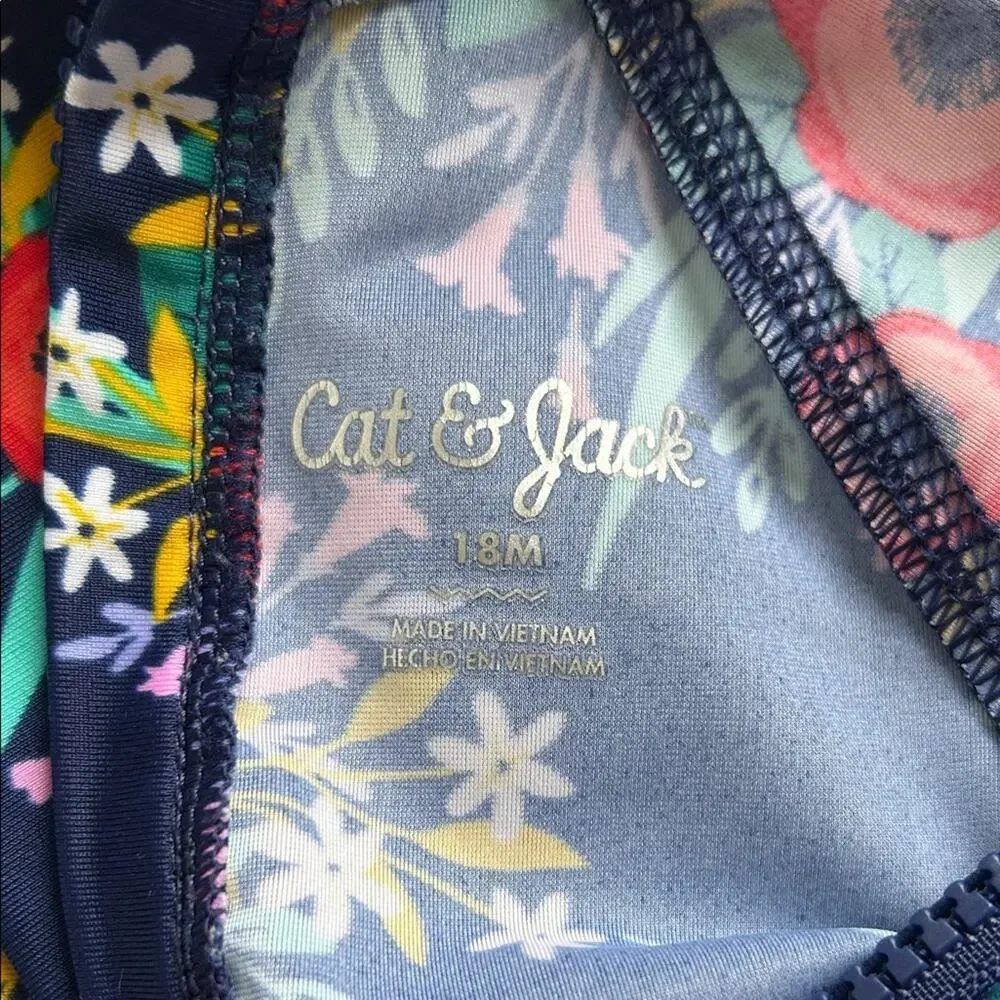 Cat and Jack Long Sleeve One Piece Floral Swimsuit, 18 Months